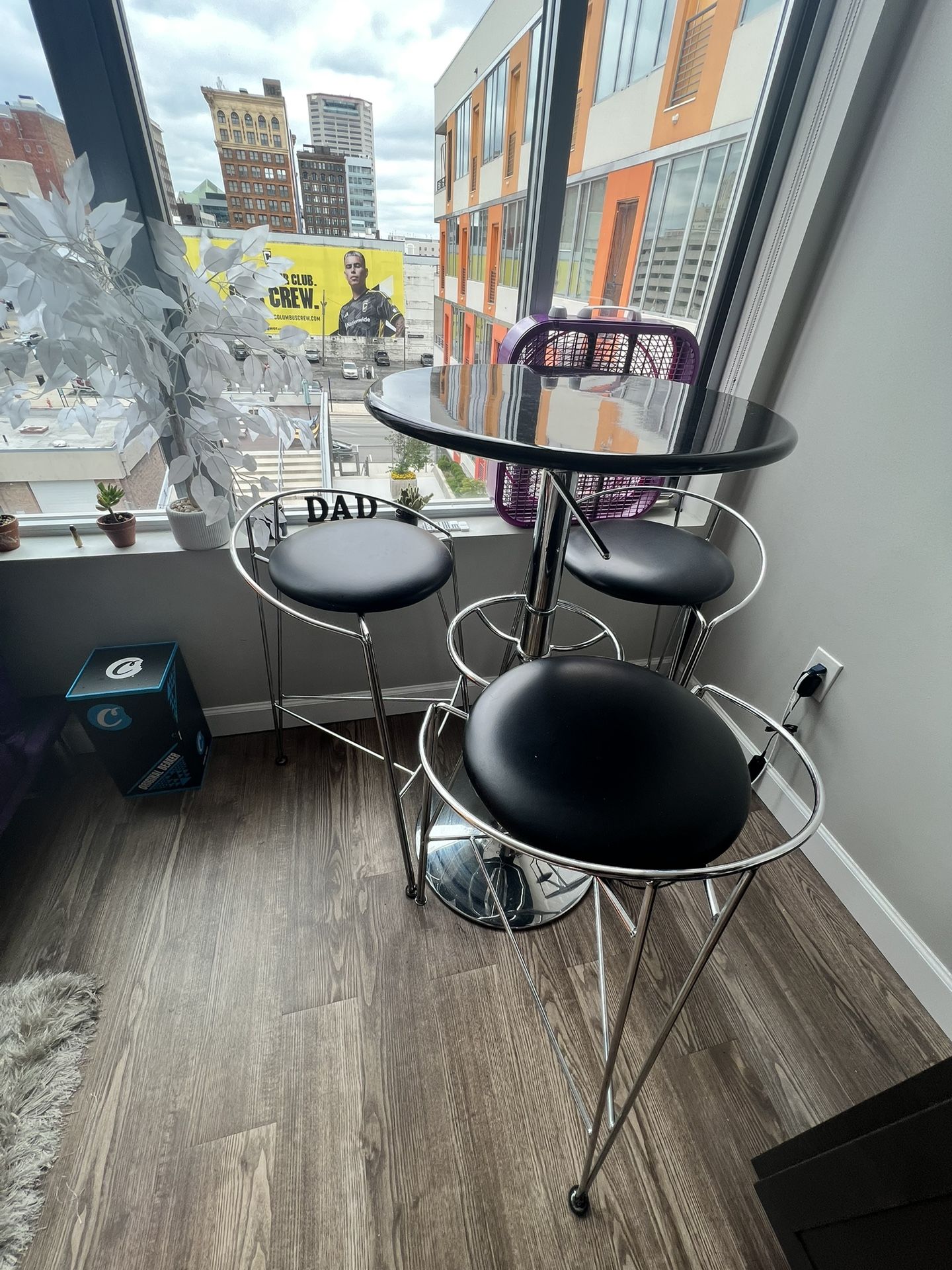 Steel Bistro Table Black Top