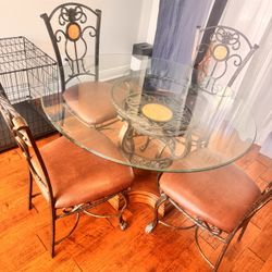 Dining Room Table Set Glass Round 