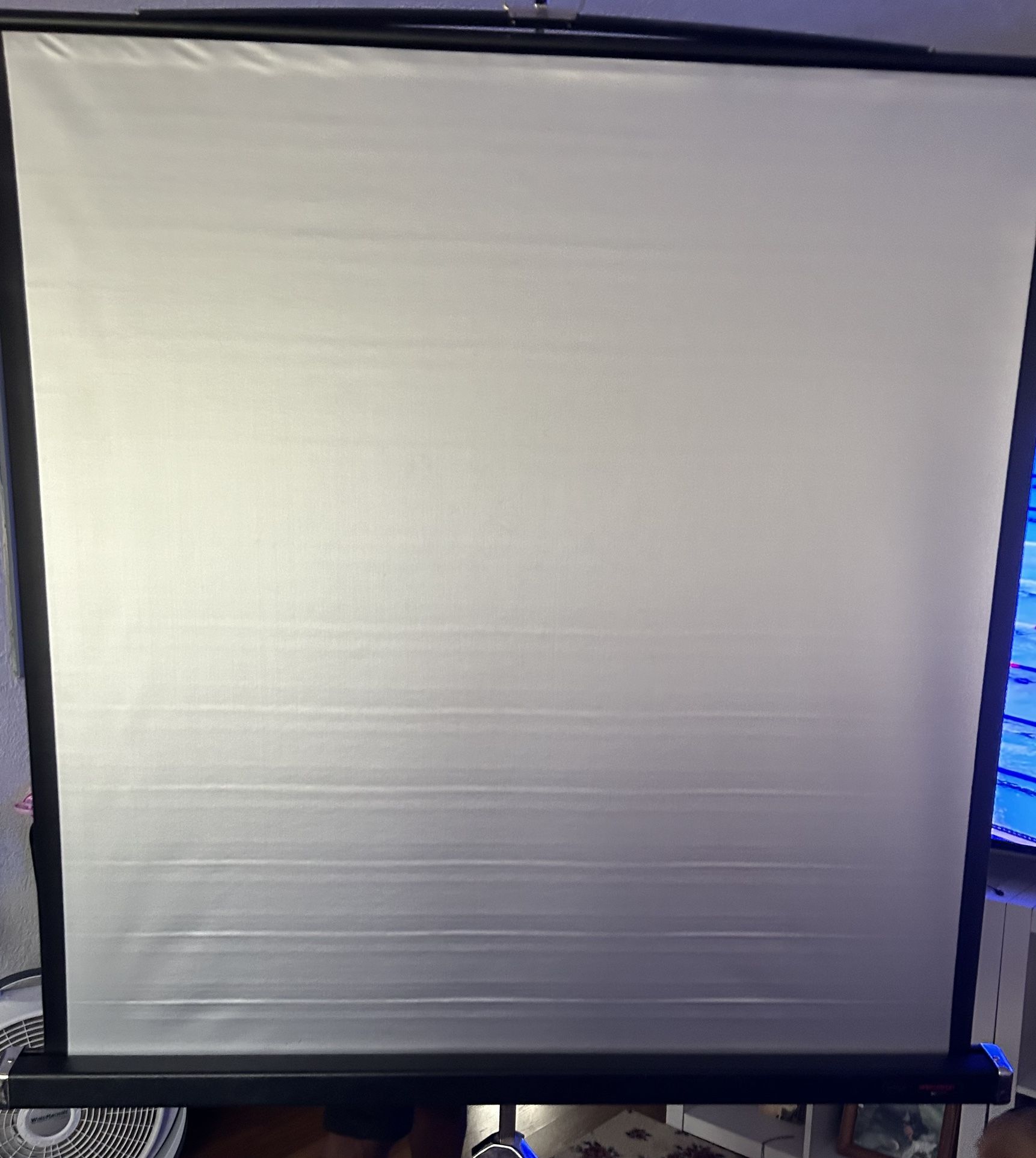Vintage Grey Da-lite Large Movie Screen Metal Stand Comes With An Older I focus Projector Works Good