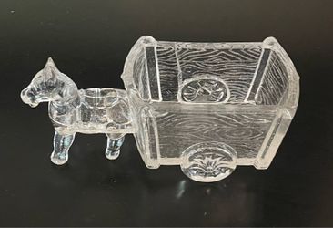 Vintage glass donkey and cart dish by Jeanette