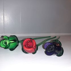 Hand Blown Glass Roses