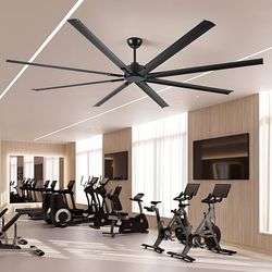 96-inch HVLS Industrial Ceiling Fan - Large Commercial Industrial Aluminum Blade Fan, Remote Control, Brushless Motor, 6 Speeds, Indoor & Outdoor Use 