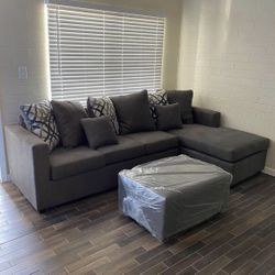 Grey Sectional With Ottoman ‼️new In Stock ‼️