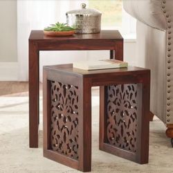Maharaja Walnut Brown 2-Piece Nesting End Table