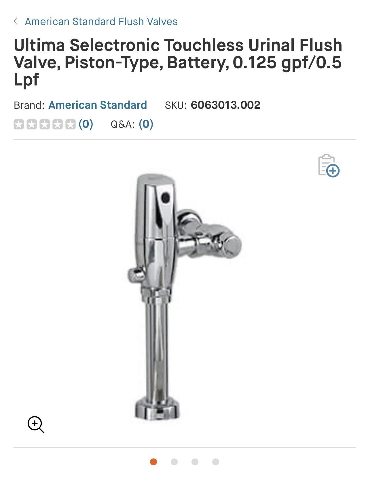 American Standard Urinal Touchless Flush Valve 