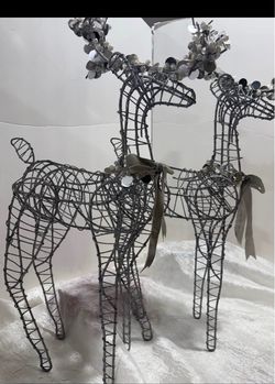 Silver Reindeer Metal Table Top Decor Christmas size 23” Decor Shimmering Reindeer