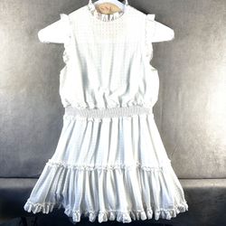 Leela & Lavender White Tiered Ruffle Dress Size Small Boho Cottagecore