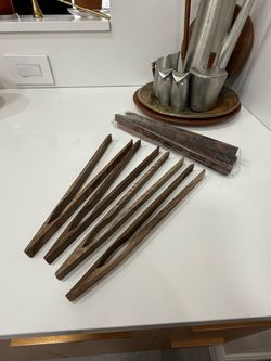 8 Pcs Wooden Toaster Tongs Premium Walnut Kitchen Utensils |