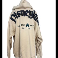 Disney Parks DISNEYLAND Logo XXL Beige Zip Up Hoodie New with tags,  Side Pockets Disney Castle, unisex, men’s or women’s, embroidered logo. Authentic