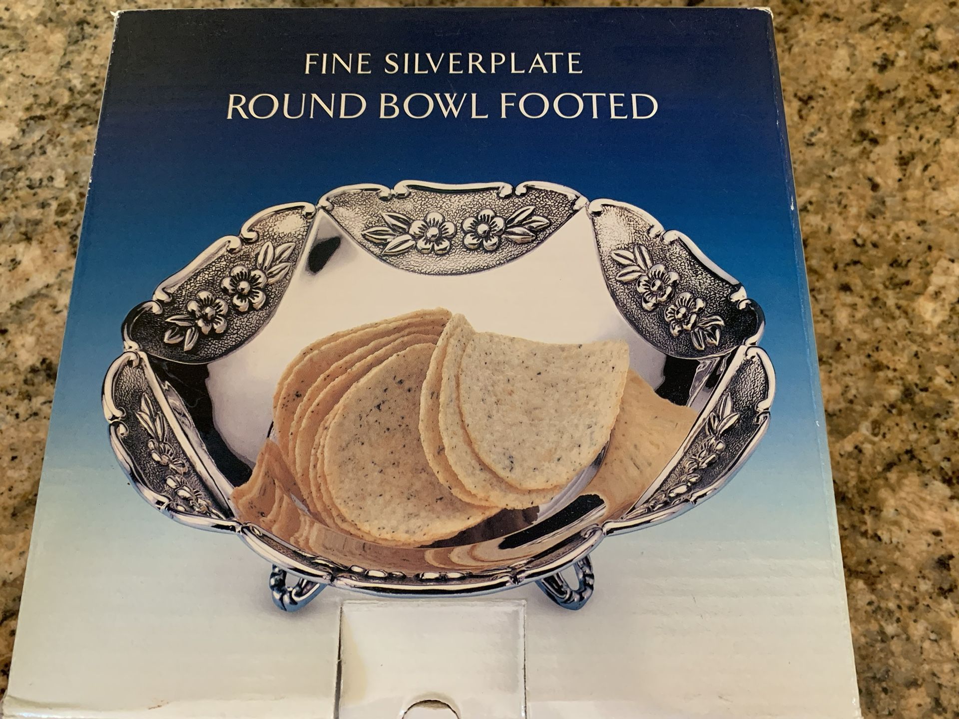 New Silver Plate Footed Serving Bowl.