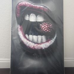 Large Modern Canvas Wall Art 36x23- Brand New Sealed Lips Artwork