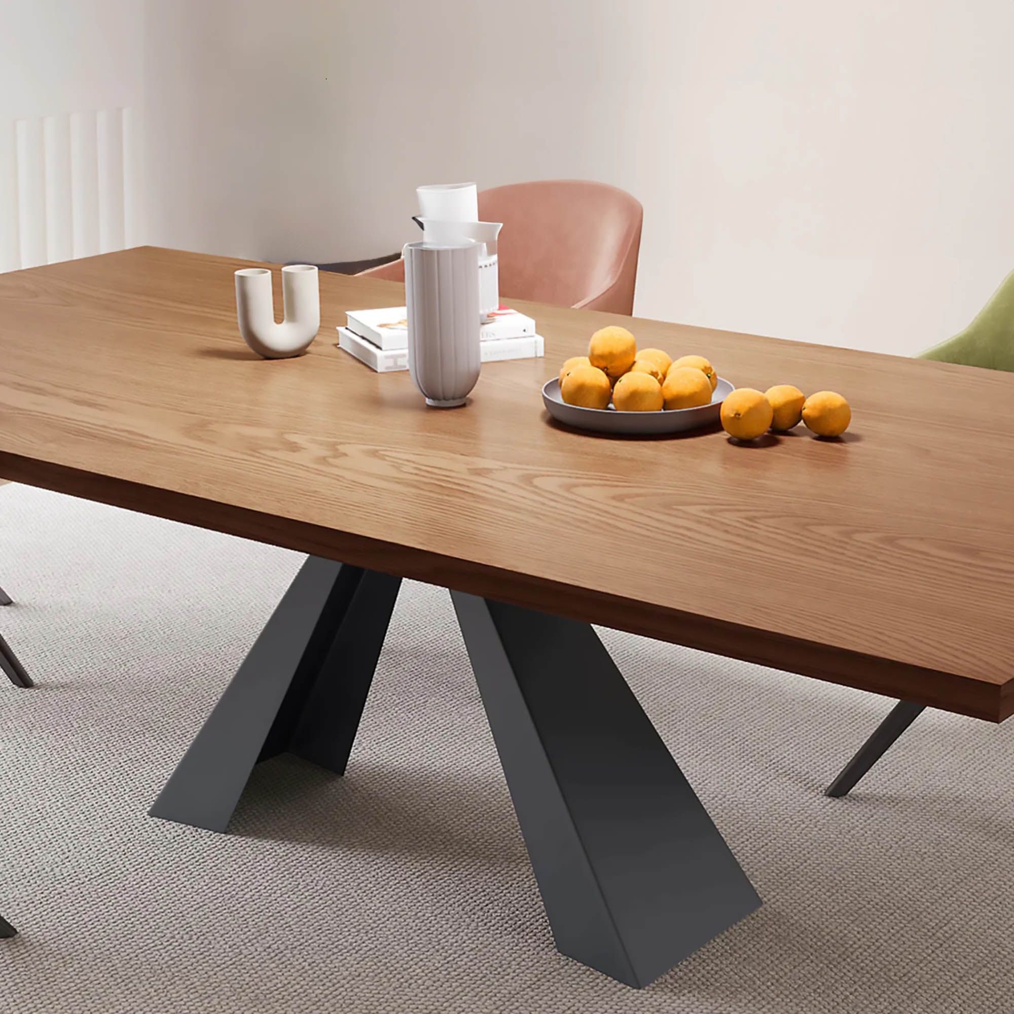 79 inch Modern Minimalist Solid Walnut Top Dining Table Office Desk