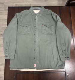 Levi's Mens XXL Sherpa Lined Shirt Jacket Shacket Canvas Workwear Green RN117508