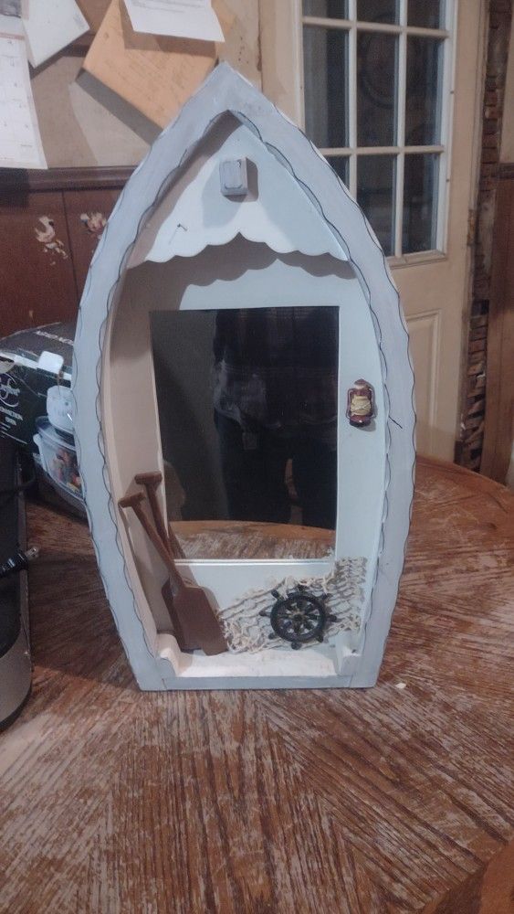 Hanging Nautical Decor - Wooden Boat Photo/Mirror Frame