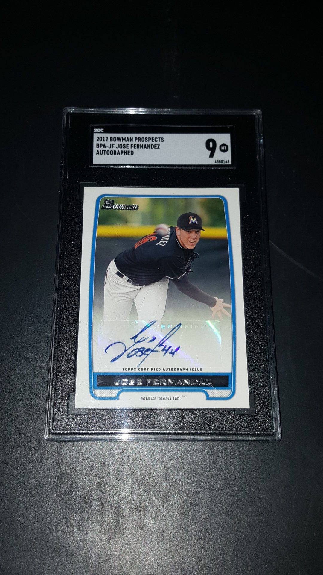 Graded 9 mint Jose Fernandez autographed baseball card (RIP)