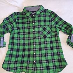 NWOT Tommy Hilfilger Green/blue Plaid Shirt, 3/4 Sleeves sz XL, never worn