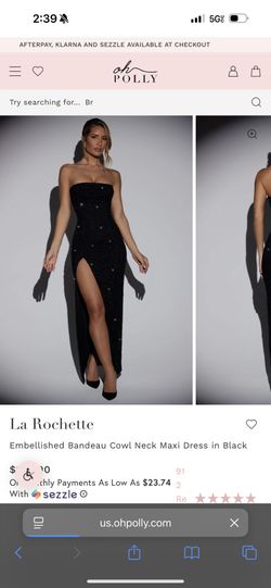 Oh Polly Black STRAPLESS gown