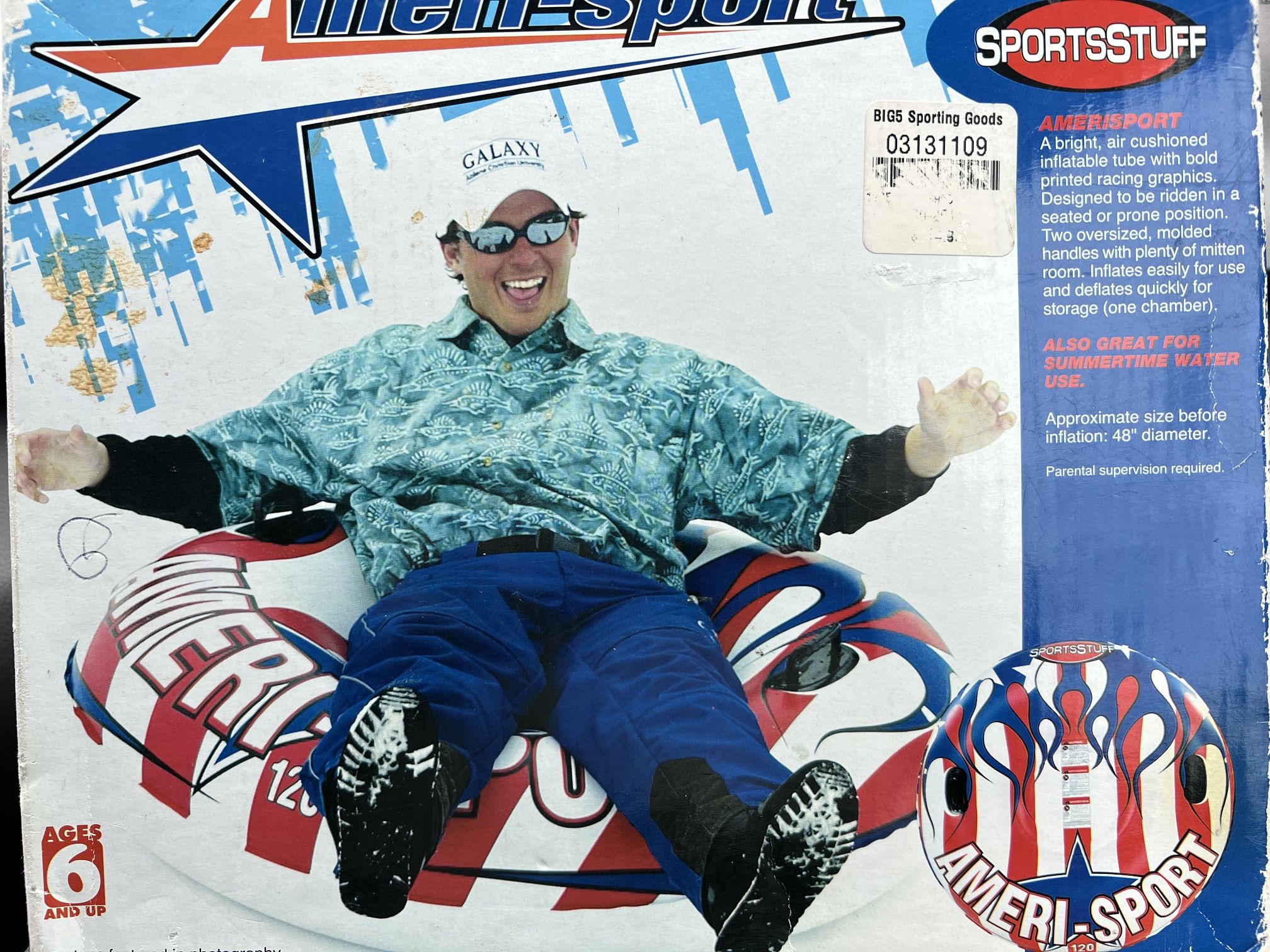 Sportsstuff Ameri-Sport 48" Inflatable Tube Winter Snow Water Summer Sledding