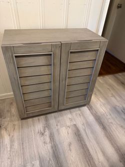 Gray Wood Two-Door Storage Cabinet