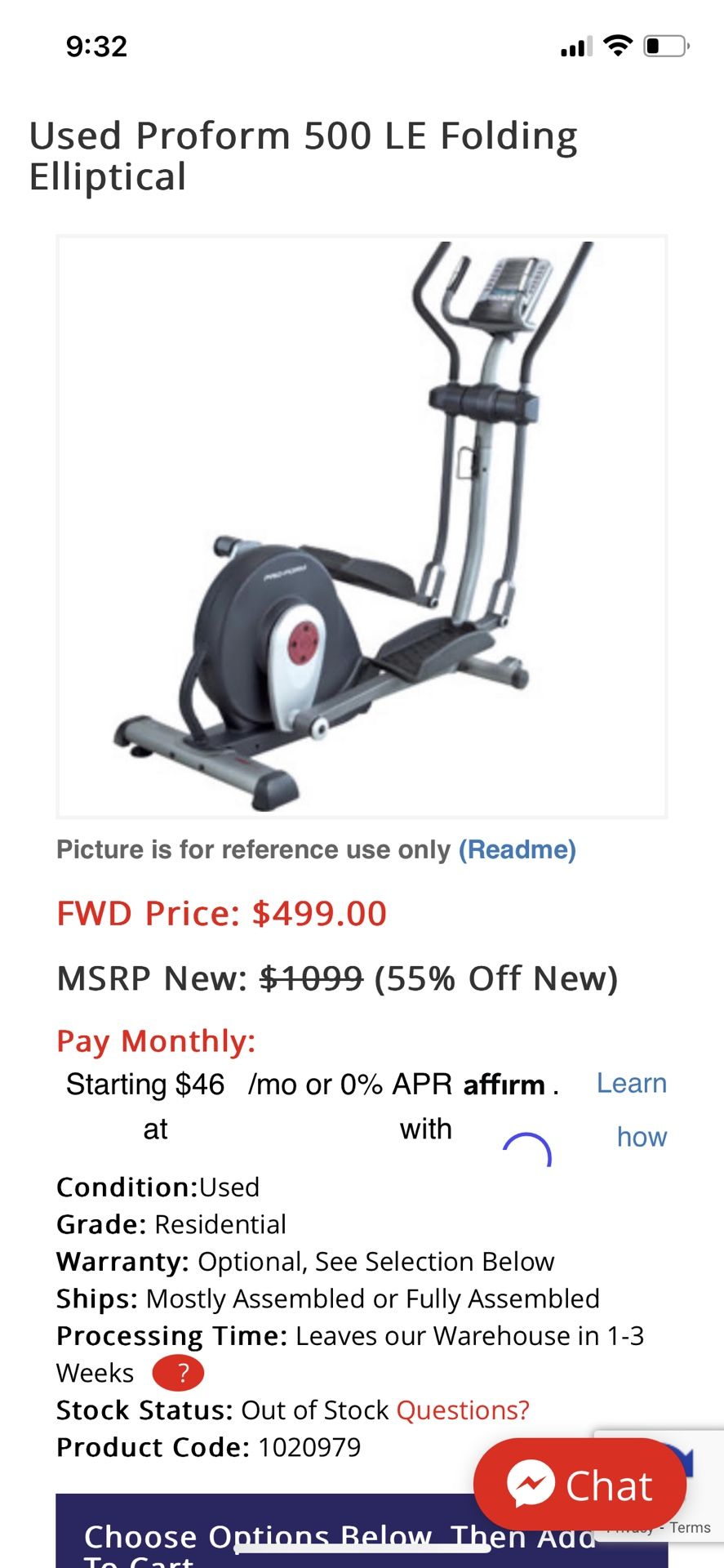 Proform 500 LE Folding Elliptical