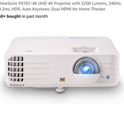 ViewSonic PX701-4K UHD 4K Projector with 3200 Lumens, 240Hz, 4.2ms, HDR, Auto Keystone, Dual HDMI for Home Theater