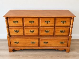 Vintage Wood Dresser – 52” Wide – 6 Drawers