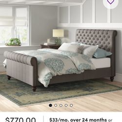 Queen Size Upholstered Sleigh Bed 