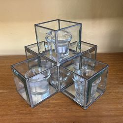 Antique Glass and Mirror Candle Holder