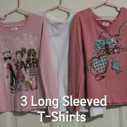 3 Long Sleeved Girls Shirts 