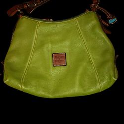 Dooney & Bourke Hobo Whipstitch Leather Shoulder Handbag Apple Green.