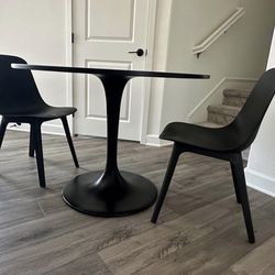 IKEA black round table and chairs