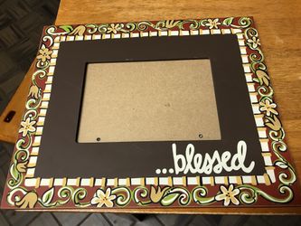 Laura Kirkland For Glory Haus Wood Blessed Brown Floral Picture Frame 6.5x4.5