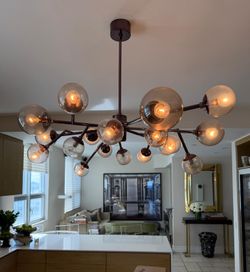 Arteriors Large Designer Chandelier – Metal & Glass