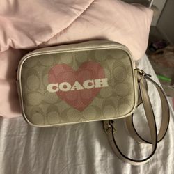Coach Mini Jamie Camera Bag in Signature Canvas with Heart Print