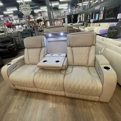 Gray Power Reclining Sofa  