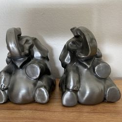 Vintage Laughing Elephant Book Ends