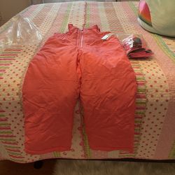 Girls Snow Bibs Size 5 With Gloves
