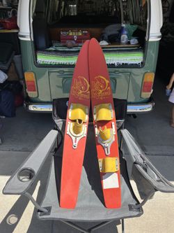 Vintage Kids Water Skis - Lil Rascal by Lake Region, Colorful Nautical Wall Decor, Lake House Decor, Beach Themed Decor
