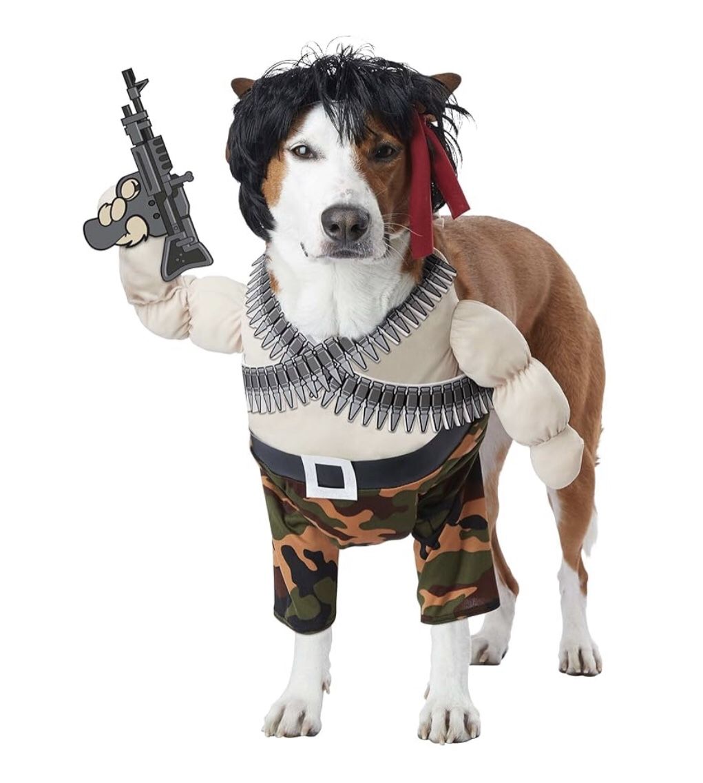 NEW*👉🏻Rambo US Action Hero Pet Costume, Large (Silver Lake)