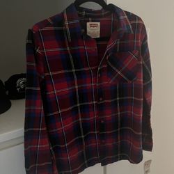 Levi's Youth long Sleeve Button Up Plaid Classic Flannel Shirt