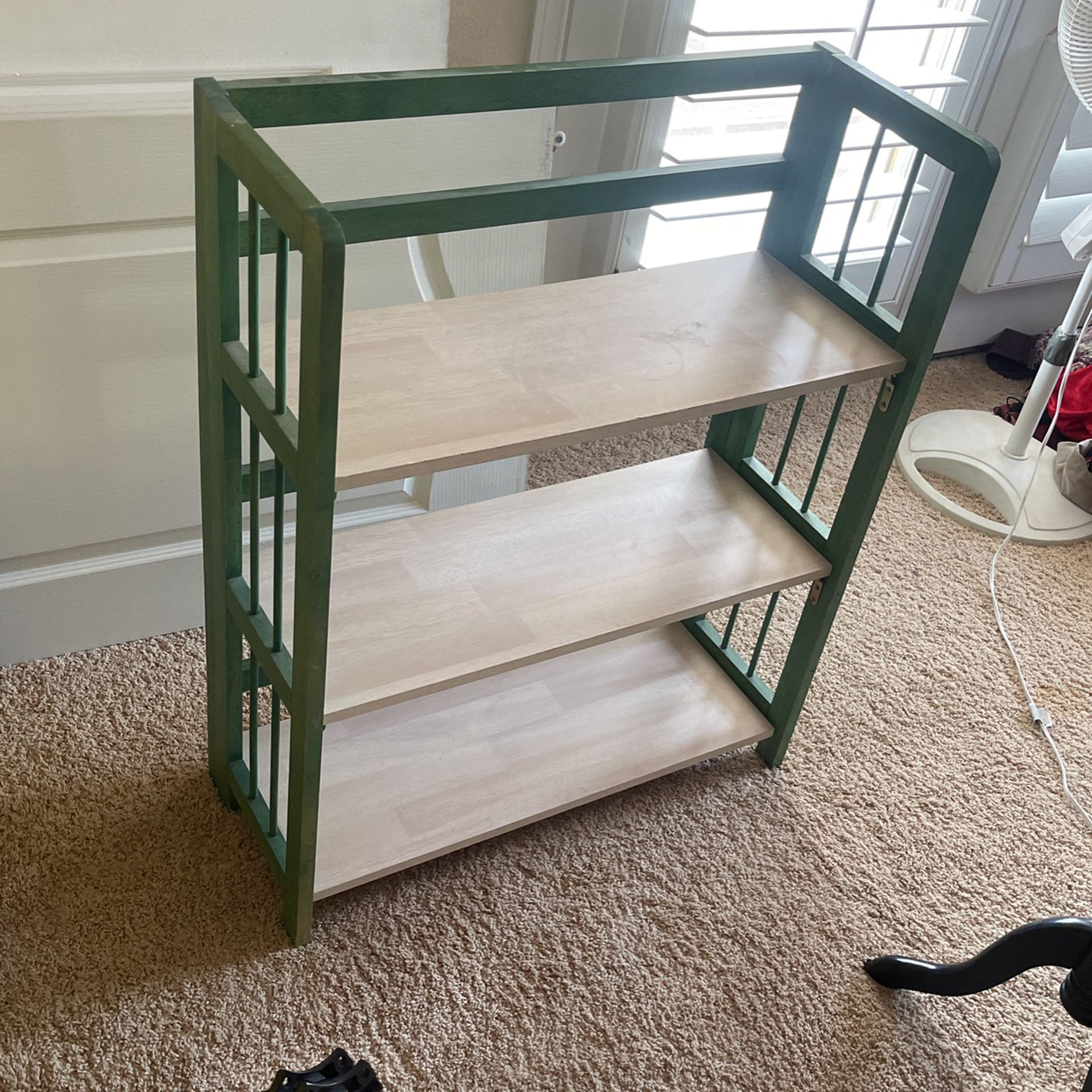 Green And White Wooden Shelf
