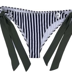 NWT Forever 21 striped bikini bottoms side ties high leg Size Medium
