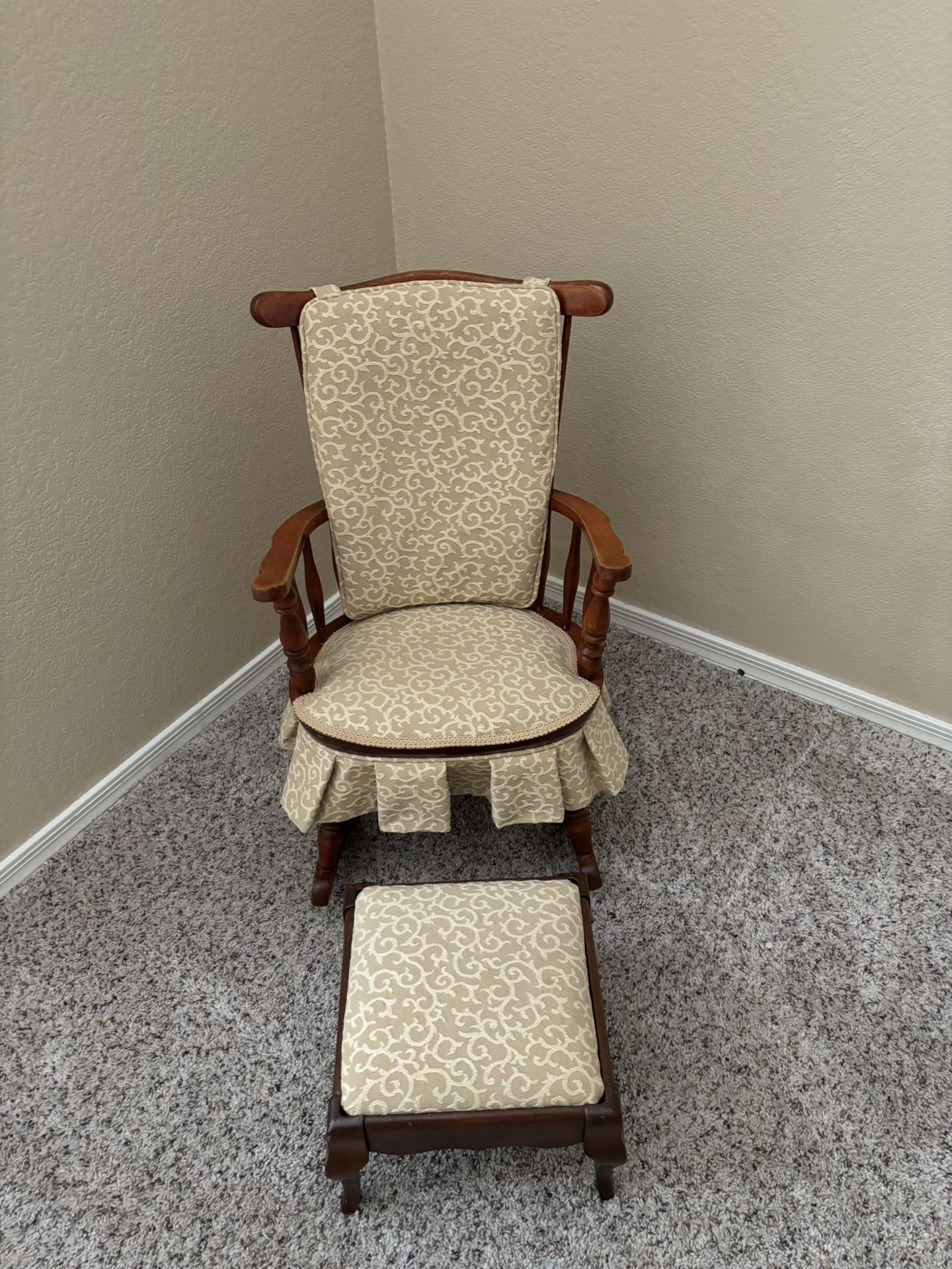 Antique Child’s Rocking Chair With Stool