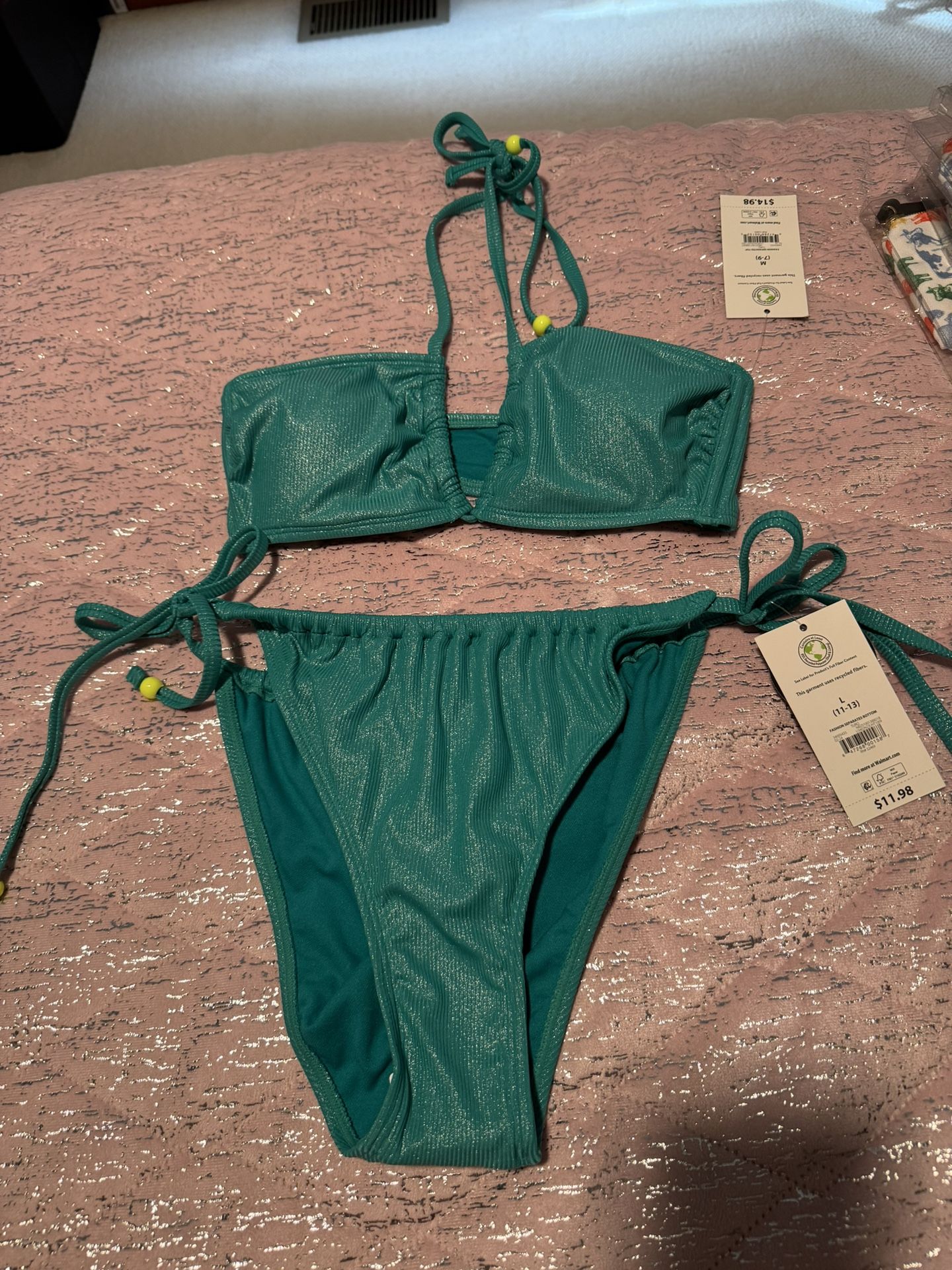 Nwt Womens Teal Turquoise Bikini Set Medium/large