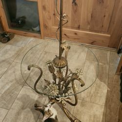 1960s Mid Century Hollywood Regency Gold Gild Table Floor Lamp