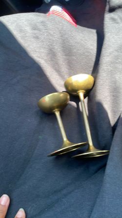 Vintage mid-century modern brass candle holders