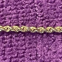 10kt gold diamond cut rope bracelet