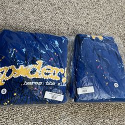 BRAND NEW Sp5der Tracksuit (Both Hoodie And Sweatpants) “Yellow And Blue”