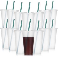 East Northport Ny,Clear Plastic Tumbler with Straw and Lid, 24  oz, 10 Sets