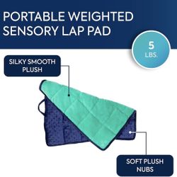 Bouncyband Soft Dual Texture Portable Fleece Calming Pressure Blanket - 5lb, 21" × 19", Blue/Green Blanket for Children Aged 3+ - Regular Price $39.99